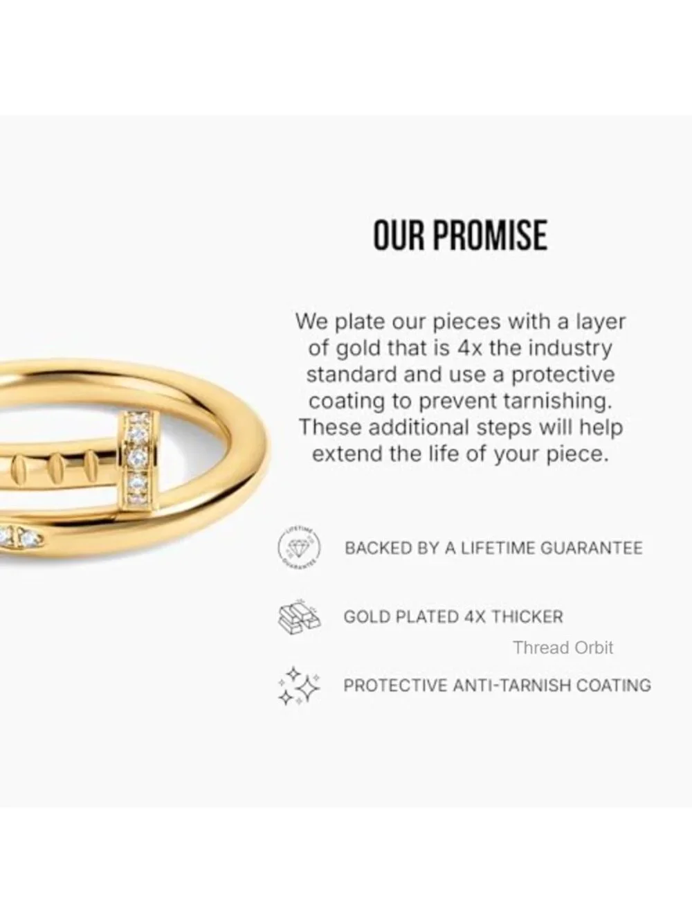 14k Gold Plated Nail-Inspired Statement Ring Minimalist